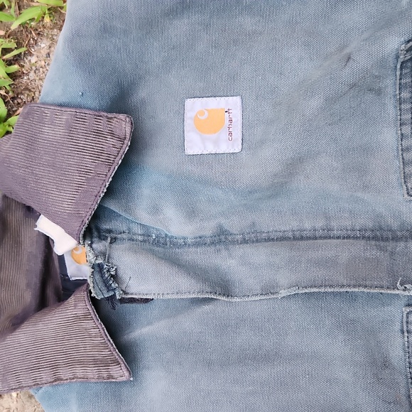 Carhartt  Chore Coat Vintage THRASHED Green Stained Ripped Canvas Grunge - Picture 4 of 9